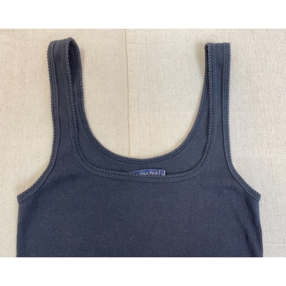 90s Abercrombie & Fitch Black Ribbed Square Neck Tank - Picture 3 of 7